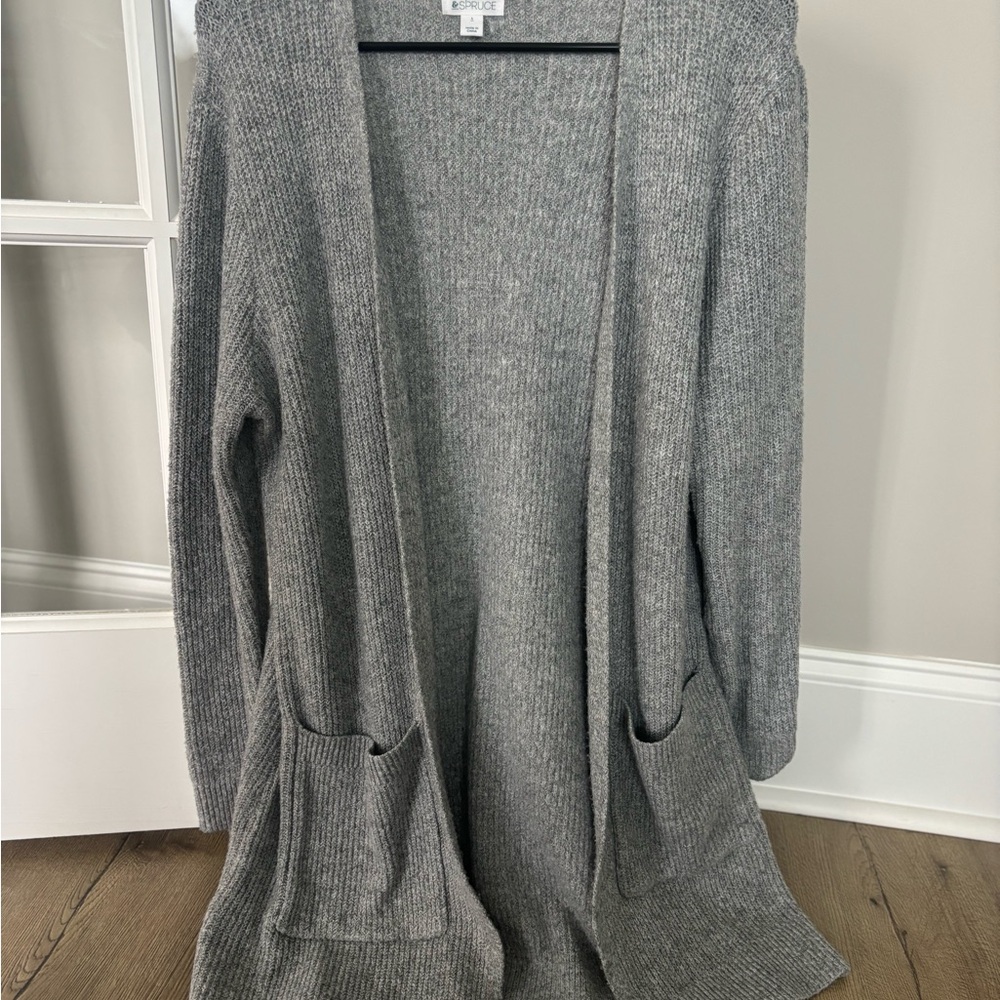 Market & Spruce Gray Open Front Cardigan